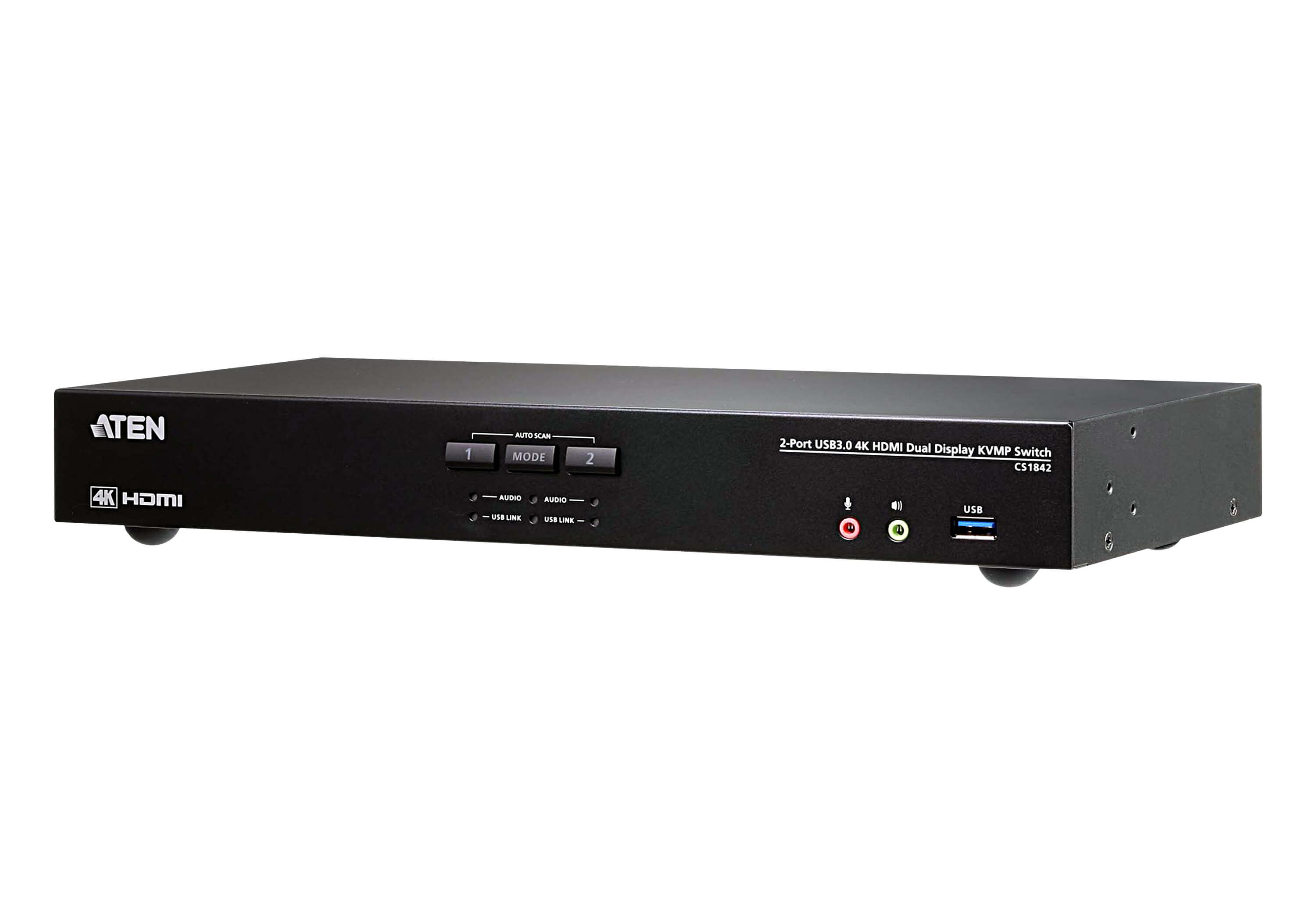 Aten Desktop KVMP Switch 2 Port Dual Display 4k HDMI w/ audio, Cables Included, 2x USB Port, Selection Via Front Panel Aten Desktop KVMP Switch 2 Port Dual Display 4k HDMI w/ audio, Cables Included, 2x USB Port, Selection Via Front Panel